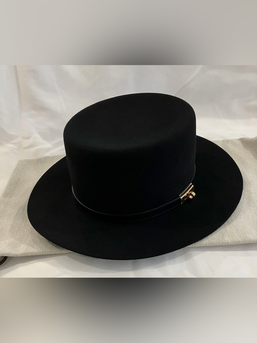 Hermes Black Hampton Fedorda rabbit Hat 57 - Picture 2 of 4